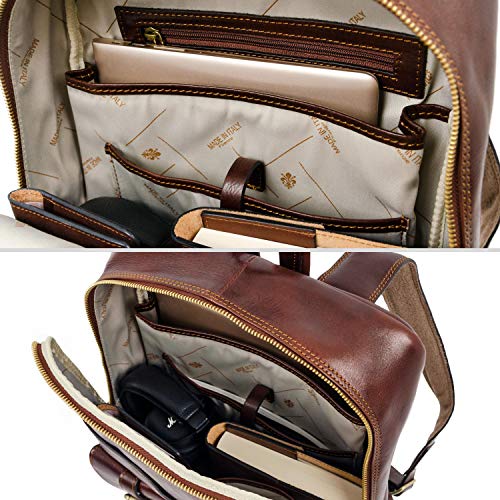 Time Resistance Leather Backpack Vintage Rucksack Purse for Laptop up to 15in Brown Book Bag