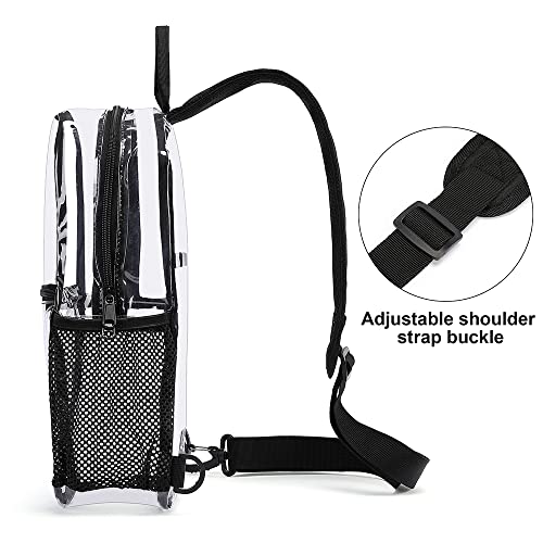 Clear Sling Bag Stadium Approved, Heavy Duty Small Clear Backpack, Clear Crossbody Bag (Black 1)