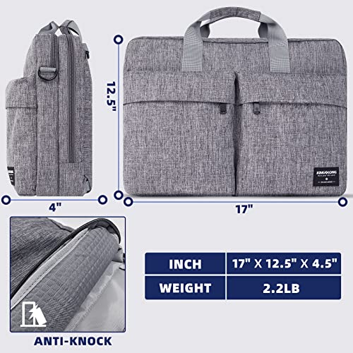 KINGSLONG 17 17.3 Inch Laptop Backpack Convertible Laptop Shoulder Messenger Bag Briefcase Handbag for Men Women, Grey