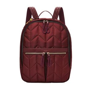 Fossil Women's Tess Recycled Fabric Laptop Backpack Purse Handbag, Wine Quilted (Model: ZB1653609)