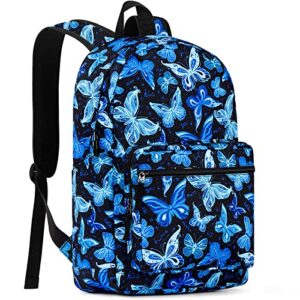 choco mocha butterfly backpack for girls travel school backpack, blue