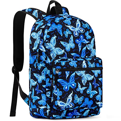 Choco Mocha Butterfly Backpack for Girls Travel School Backpack, Blue