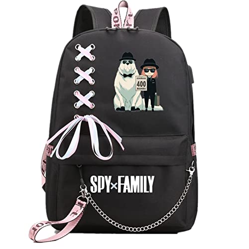 ISaikoy Anime Spy x Family Backpack Shoulder Bag Bookbag School Bag Daypack Color15, Black 15