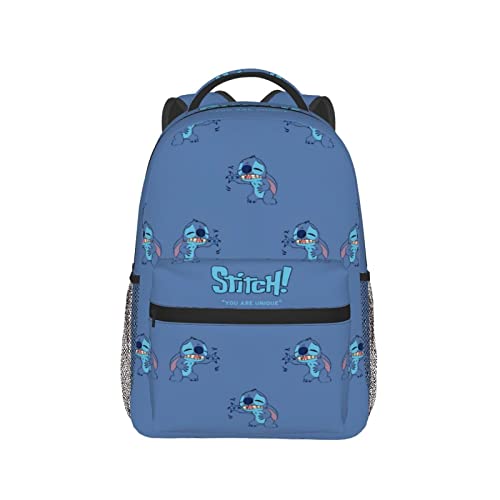 Oussma Stitch Backpack Girl's Boy's Adult's 16 Inch Double Strap Shoulder Light Weight School Bookbag Water Resistant Fits Laptop