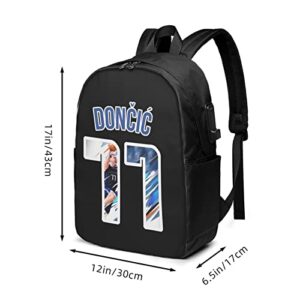 Dallas-Luka-Doncic-#77-Basketball Fans Adult Youth Bag Backpack Schoolbag Laptop Bag Usb Book Bag17 Inch For