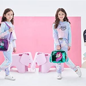 Girls Unicorn Reversible Sequin Backpack Set Magic Glitter Lightweight School Bookbag for Girls Kids Bling Backpack with Lunch Box … Medium
