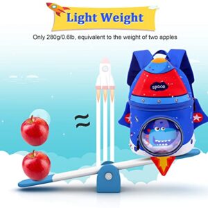 Augot Toddler Backpack, Kids Preschool Backpack 3D Cute Cartoon Backpack for Kids Mini School Backpack for Toddler Boys Girls (Royal Blue, Rocket)