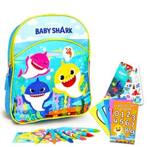 fast forward baby shark mini backpack and art supplies bundle – 11″ baby shark backpack, baby shark stationery, stickers | baby shark backpack, baby shark arts and crafts