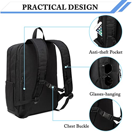 Laptop Backpack Mens, ChaseChic Large Anti Theft Travel Backpack, Waterproof School Rucksack Bag fit 15.6" Laptop (Black)