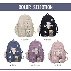 Freie Liebe Kawaii School Backpack for Girls Cute Aesthetic Backpack School Bookbag with Pin and Accessories