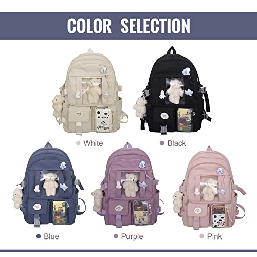 Freie Liebe Kawaii School Backpack for Girls Cute Aesthetic Backpack School Bookbag with Pin and Accessories