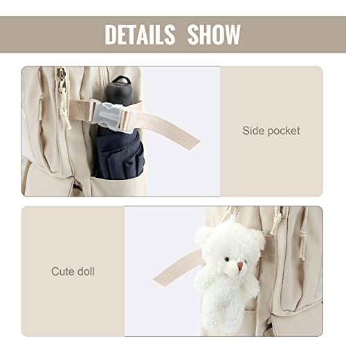 Freie Liebe Kawaii School Backpack for Girls Cute Aesthetic Backpack School Bookbag with Pin and Accessories