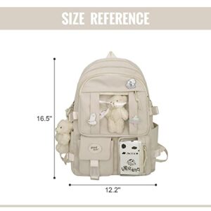 Freie Liebe Kawaii School Backpack for Girls Cute Aesthetic Backpack School Bookbag with Pin and Accessories