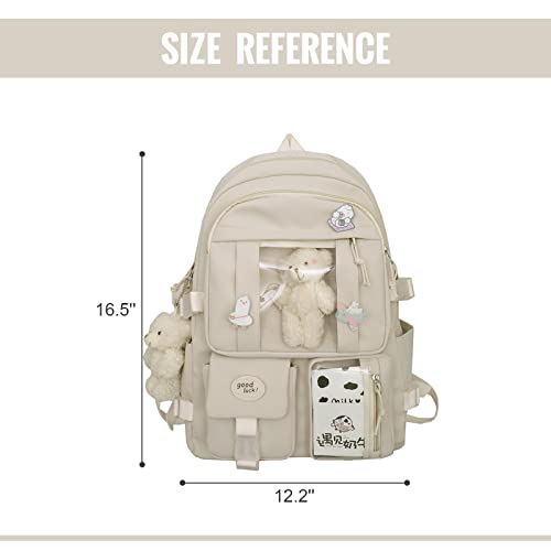 Freie Liebe Kawaii School Backpack for Girls Cute Aesthetic Backpack School Bookbag with Pin and Accessories