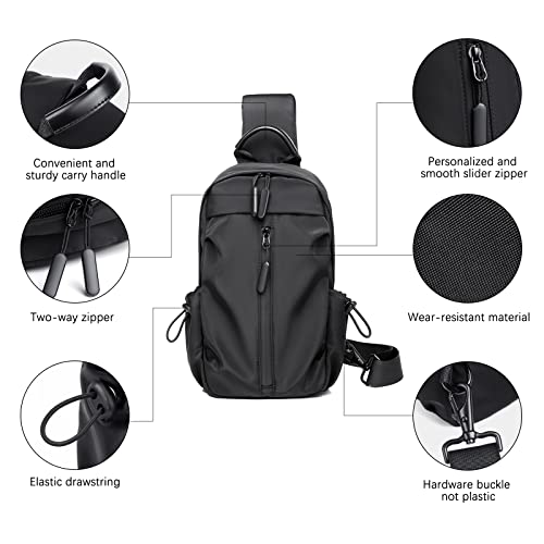 Long Keeper Small Crossbody Sling Shoulder Bag Men Women Waterproof Chest Bag Daypack Cycling Walking with USB Charging (Grey)