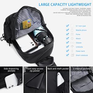 Long Keeper Small Crossbody Sling Shoulder Bag Men Women Waterproof Chest Bag Daypack Cycling Walking with USB Charging (Grey)