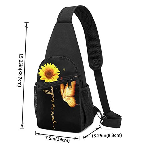 NEPower Sling Bag Butterfly Sunshine Sunflower Sling Backpack Crossbody Daypack Casual Backpack Chest Bag Rucksack for Women Men