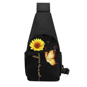 NEPower Sling Bag Butterfly Sunshine Sunflower Sling Backpack Crossbody Daypack Casual Backpack Chest Bag Rucksack for Women Men