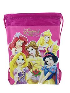 disney princess drawstring string backpack school sport gym tote bag – dark pink