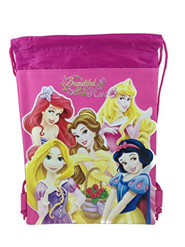 Disney Princess Drawstring String Backpack School Sport Gym Tote Bag - Dark Pink
