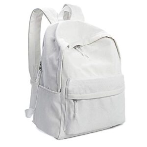 zicac unisex diy canvas backpack daypack satchel backpack (white, with side pocket)