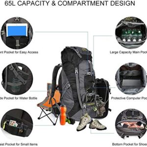 OUTLIFE Hiking Backpack 60L Lightweight Water Reasistant Trekking Bag Durable Outdoor Sport Daypack for Climbing Mountaineering Fishing Travel Cycling