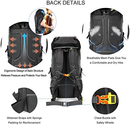 OUTLIFE Hiking Backpack 60L Lightweight Water Reasistant Trekking Bag Durable Outdoor Sport Daypack for Climbing Mountaineering Fishing Travel Cycling