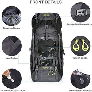 OUTLIFE Hiking Backpack 60L Lightweight Water Reasistant Trekking Bag Durable Outdoor Sport Daypack for Climbing Mountaineering Fishing Travel Cycling