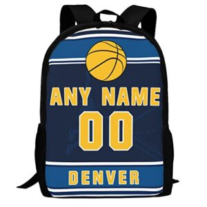 denver custom basketball style backpack with personalized name number teens girls boys school bag computer backpacks 17 inch large capacity.