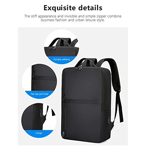 HUVORA Laptop Backpack, Business Slim Durable Backpack with USB Charging Port,Water Resistant Fits 15.6 Inch Notebook (Black)