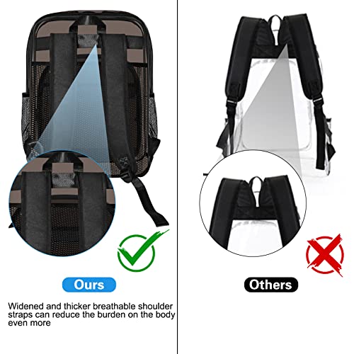 Clear Backpack, Large Clear Backpack Heavy Duty Sturdy Shape Transparent Backpack, See Through Backpack Clear Bookbag for Student, School, Work, Travel(Black)