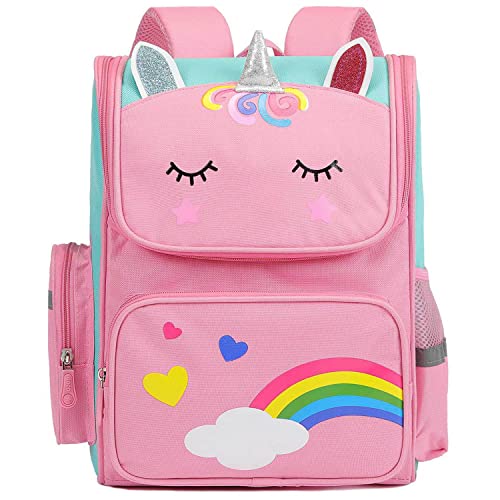 Travel Backpack for Kids Toddler Backpack School Unicorn Backpack for Girls Backpack Elementary School Bag Kids Backpacks for Girls Hiking Pink Backpack Cute Bookbag for Girls