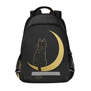 glaphy black cat moon backpack laptop school book bag lightweight daypack for men women teens kids