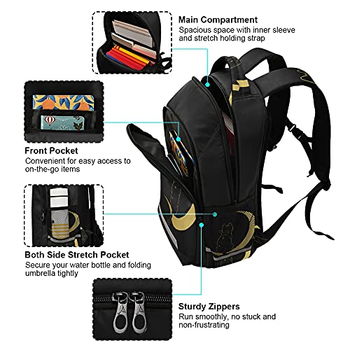 Glaphy Black Cat Moon Backpack Laptop School Book Bag Lightweight Daypack for Men Women Teens Kids