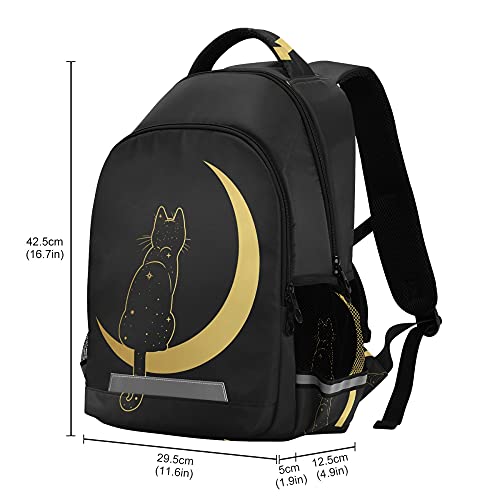 Glaphy Black Cat Moon Backpack Laptop School Book Bag Lightweight Daypack for Men Women Teens Kids