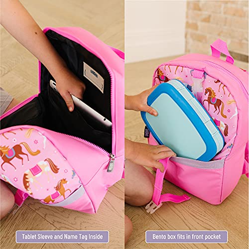 Wildkin Pack-it-All Kids Backpack for Boys & Girls, Ideal Size for School & Travel Backpack for Kids, Features Front Strap, Interior Sleeve, Back Support & Side Pocket (Horses)