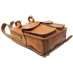 Floto Tortona Leather Backpack Knapsack Italian Shoulder Bag (Tobacco Brown)