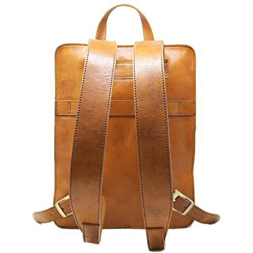 Floto Tortona Leather Backpack Knapsack Italian Shoulder Bag (Tobacco Brown)