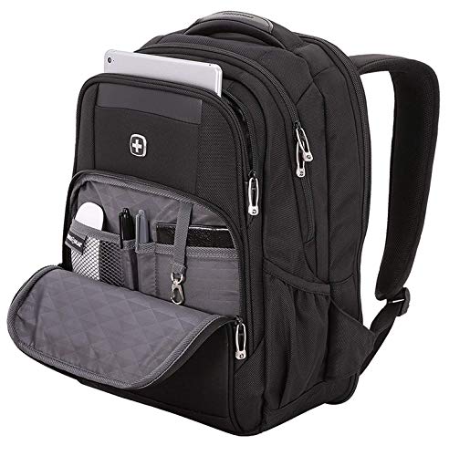 SwissGear 6392 ScanSmart Ultra Premium Large Padded Laptop TSA Friendly Backpack - Black on Black