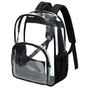 16.6″clear bookbags backpack daypack,transparent waterproof heavy duty see through for school stadium colleges sport event work