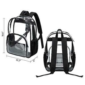 16.6"Clear Bookbags Backpack Daypack,Transparent Waterproof heavy duty see through for school stadium colleges sport event work