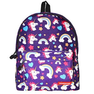 chiclinco kids rainbow unicorn backpack back to school back pack for little girls age 5-12 years old (purple)