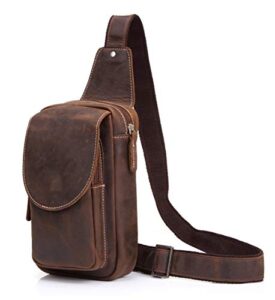 everdoss sling backpack leather chest pack crossbody travel hiking bag