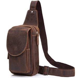 EVERDOSS Sling Backpack Leather Chest Pack Crossbody Travel Hiking Bag