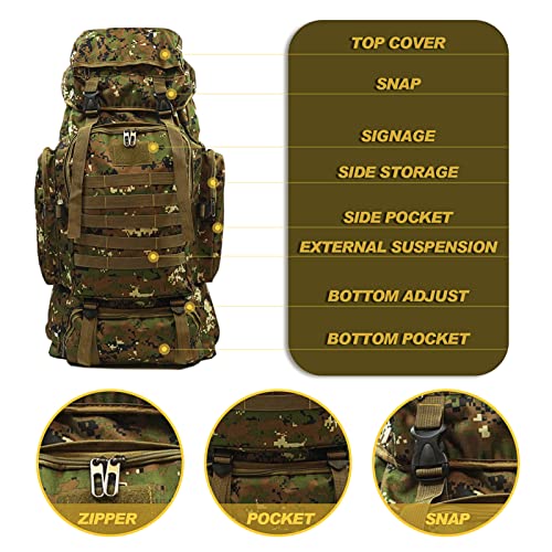 75 liters camping trekking military tactical backpack travel backpack hunting backpack (classic desert)