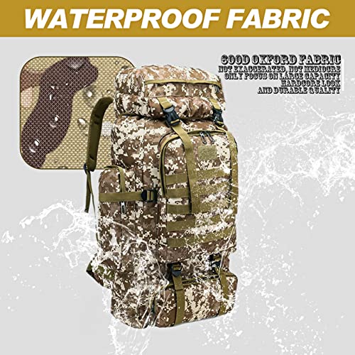 75 liters camping trekking military tactical backpack travel backpack hunting backpack (classic desert)