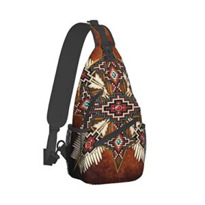 MANQINF Native American Sling Backpack, Multipurpose Crossbody Shoulder Bag Travel Hiking Daypack for Women Men