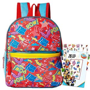super hero girls toddler preschool backpack – deluxe 11 inch superhero mini backpack featuring supergirl and batgirl logos