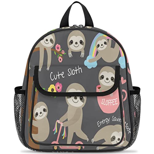 Kids Backpack Cute Animal Bookbag Toddler Backpack Funny Sloth Preschool Bag with Adjustable Chest Strap for Boys Girls