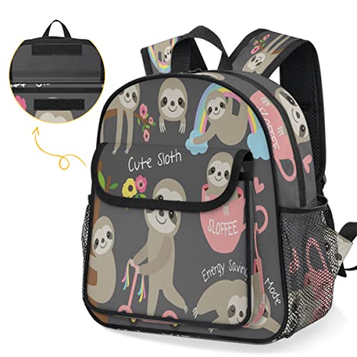 Kids Backpack Cute Animal Bookbag Toddler Backpack Funny Sloth Preschool Bag with Adjustable Chest Strap for Boys Girls
